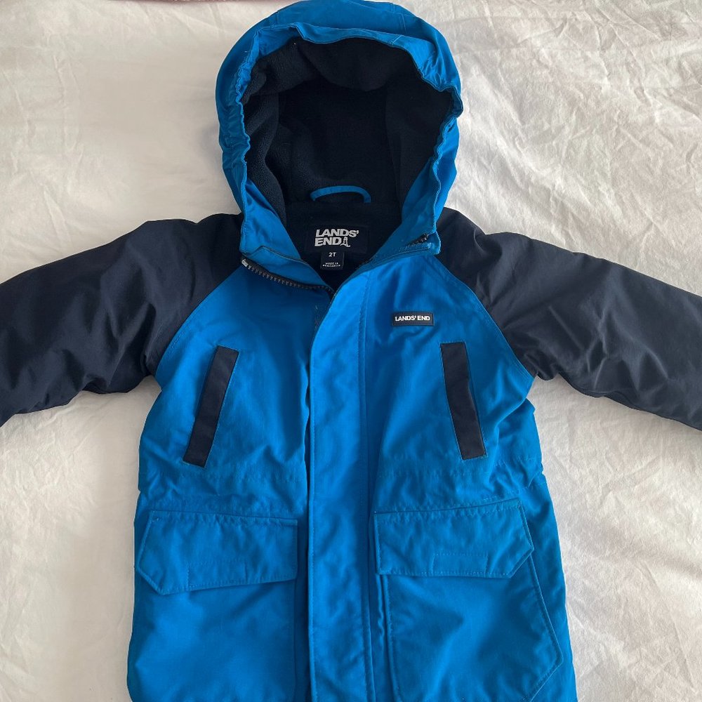 Lands Ends Kids 2T down/Fleece Jacket 2 Tone Navy